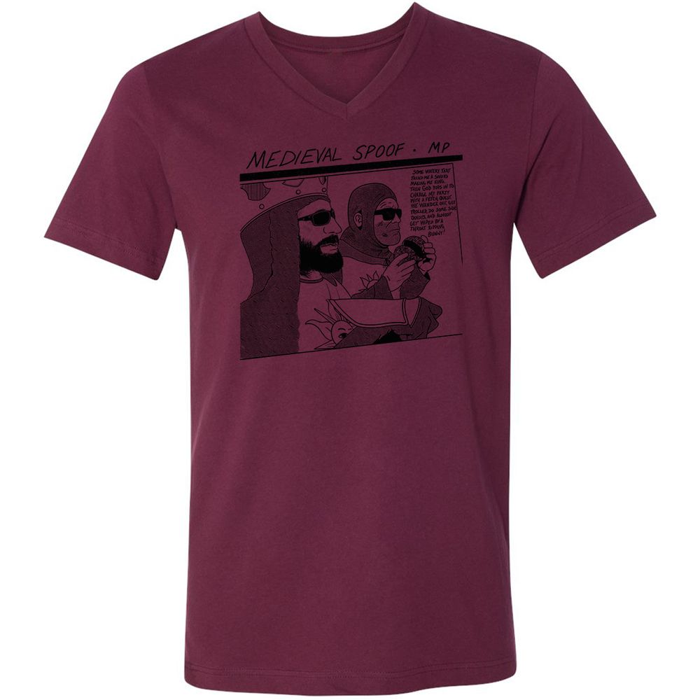 Unisex V-Neck T-Shirt - AYAUULTF - Maroon - 6