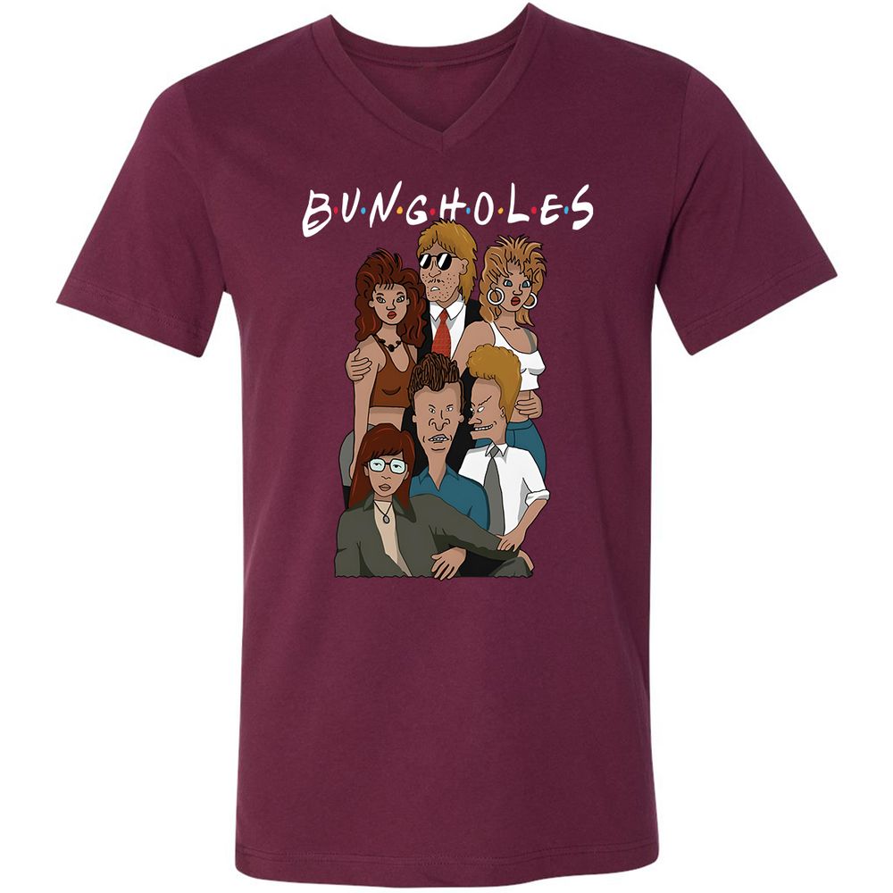 Unisex V-Neck T-Shirt - JX19L8NC - Maroon - 6