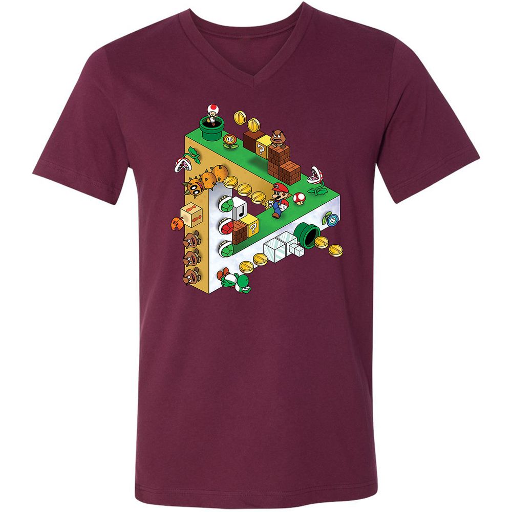 Unisex V-Neck T-Shirt - 9BHGWU5W - Maroon - 6