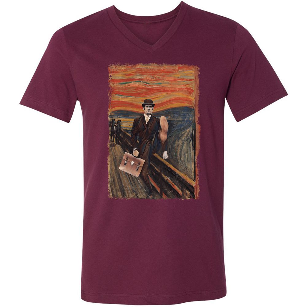 Unisex V-Neck T-Shirt - HGMBPL17 - Maroon - 6