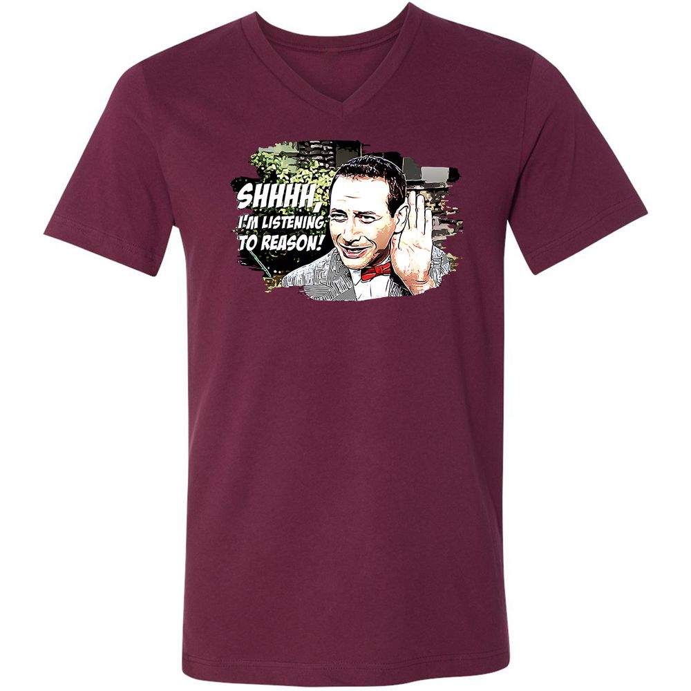 Unisex V-Neck T-Shirt - C4J2TBSS - Maroon - 6
