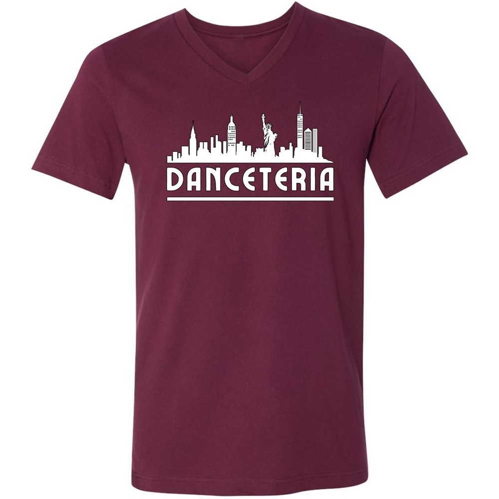 Unisex V-Neck T-Shirt - 3DXNQJ8W - Maroon - 6