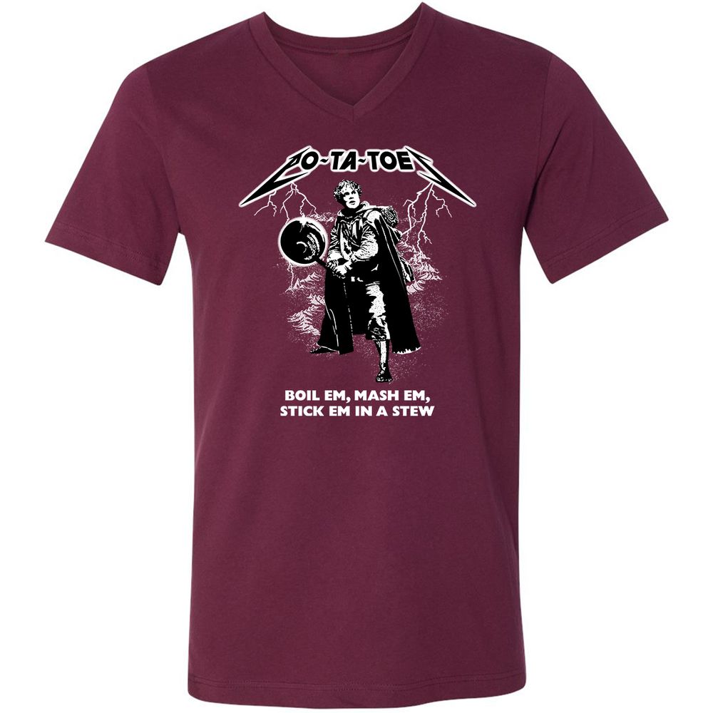 Unisex V-Neck T-Shirt - 92XCU967 - Maroon - 6
