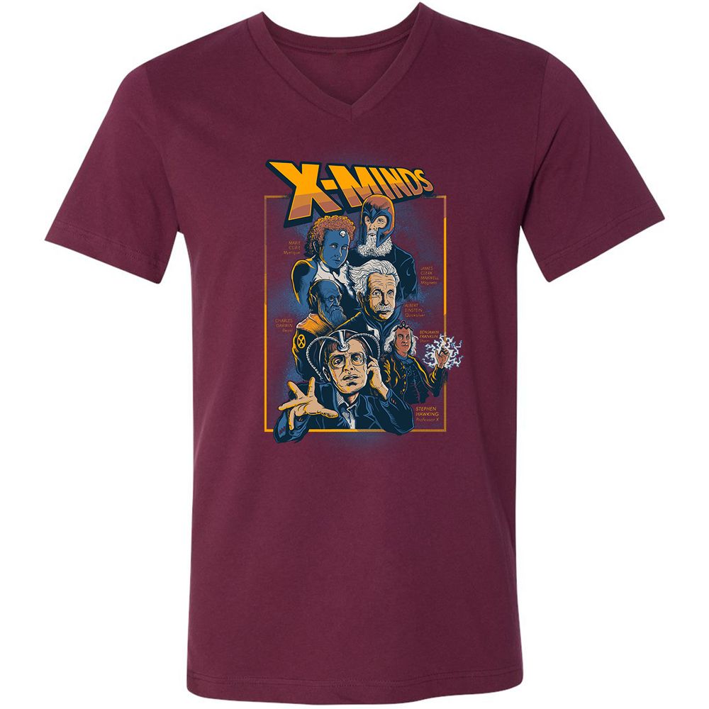 Unisex V-Neck T-Shirt - KH6CH7RS - Maroon - 6