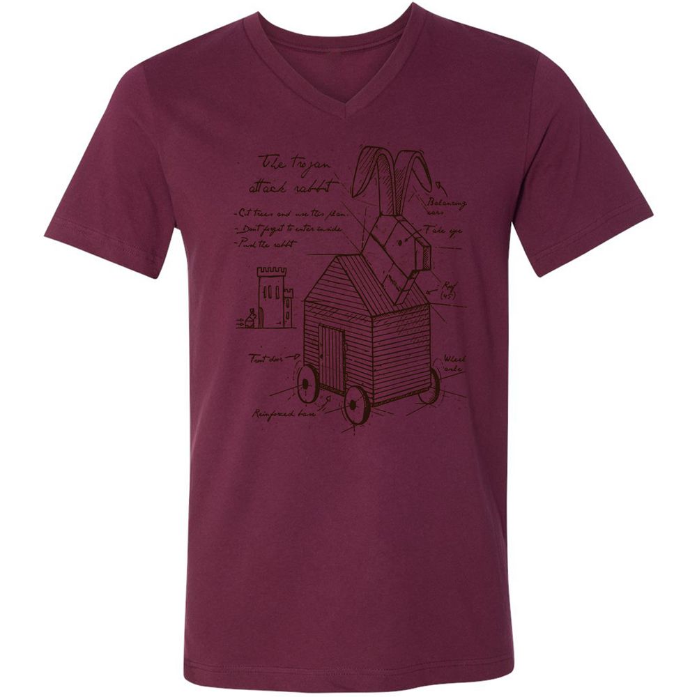 Unisex V-Neck T-Shirt - V1Q682QH - Maroon - 6