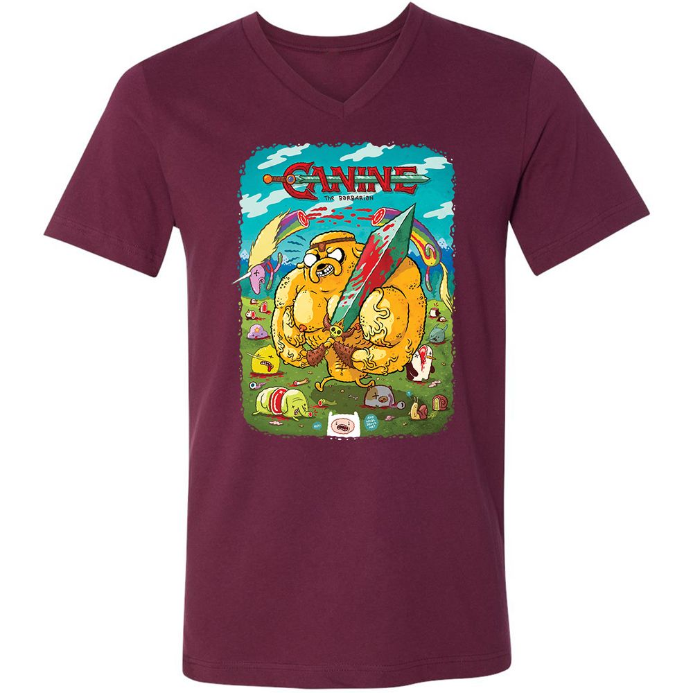 Unisex V-Neck T-Shirt - 4C6LXY9K - Maroon - 6