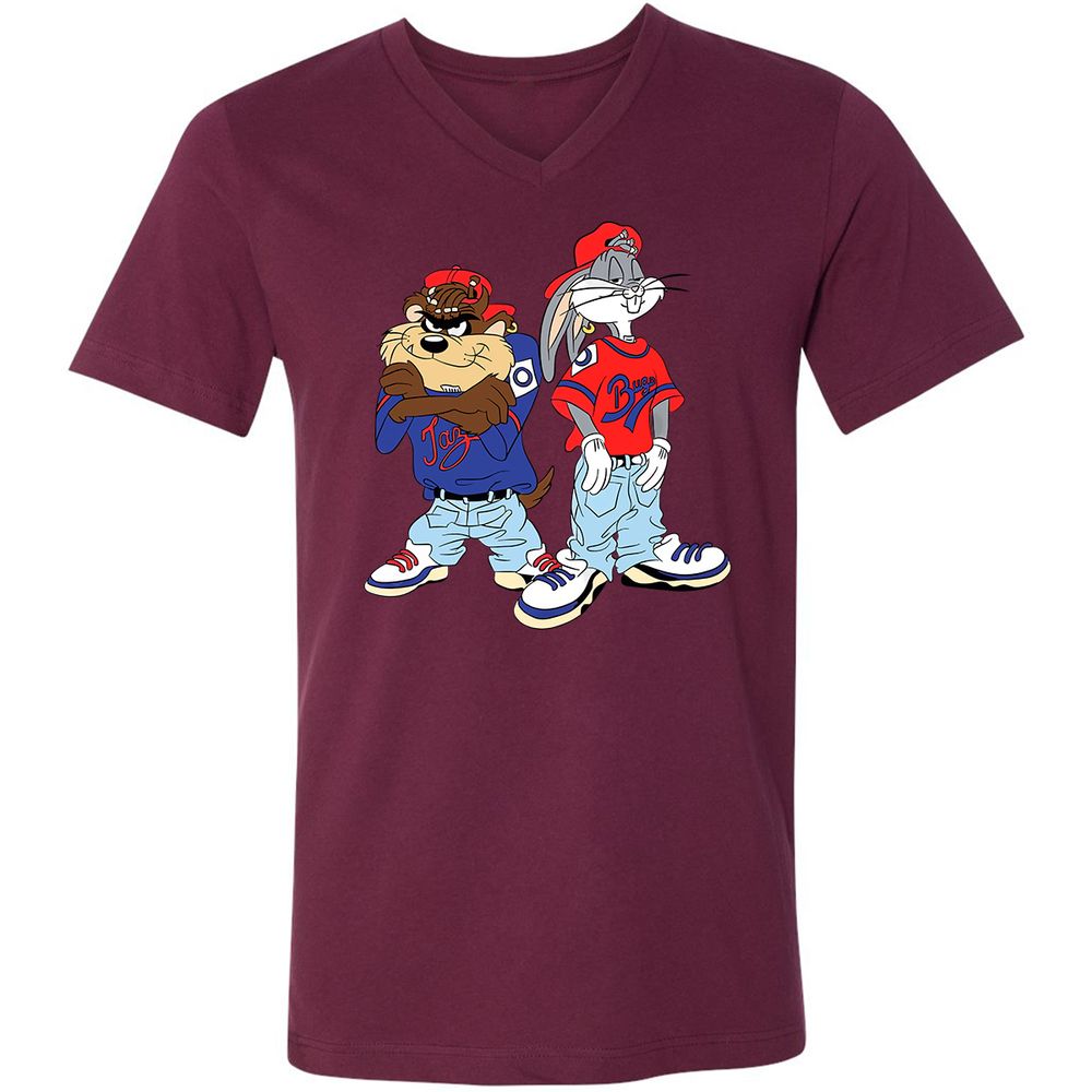 Unisex V-Neck T-Shirt - PXW7QVLE - Maroon - 6