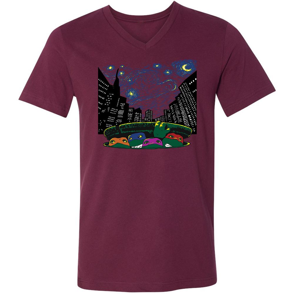 Unisex V-Neck T-Shirt - RBDQT7AU - Maroon - 6