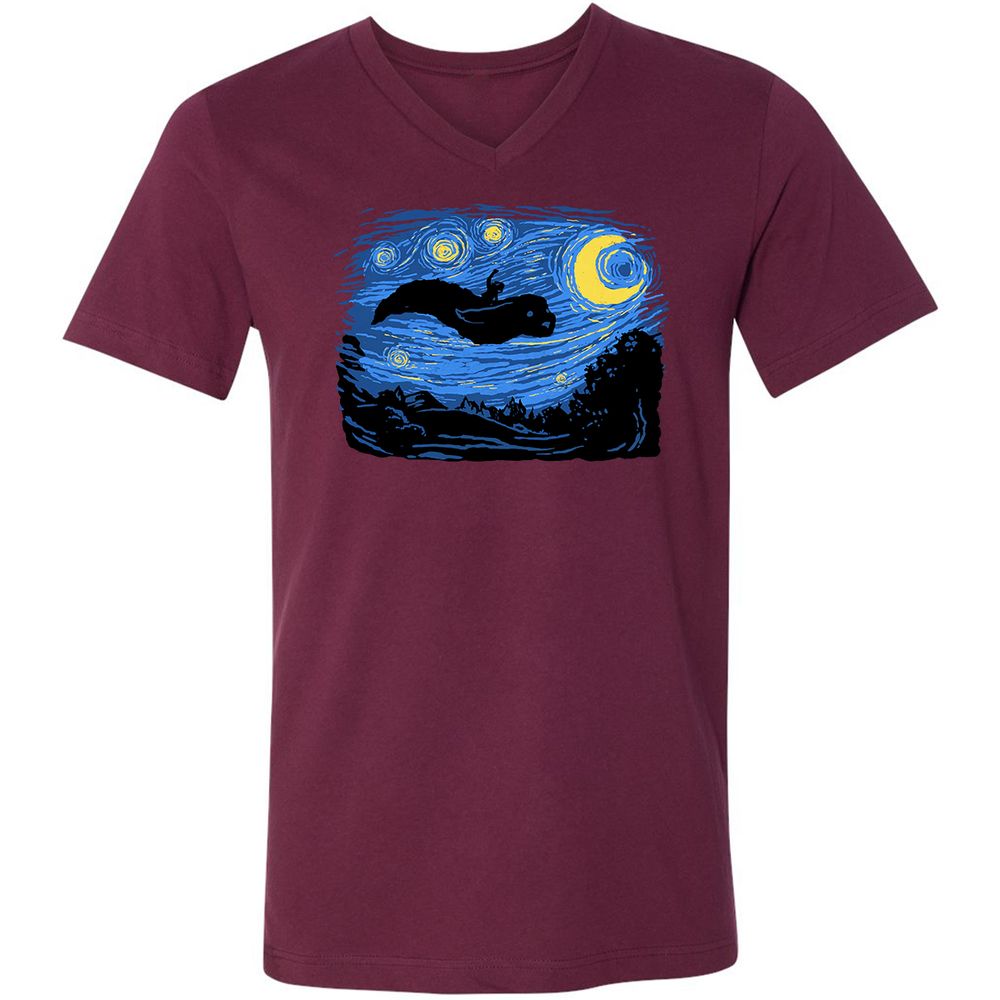 Unisex V-Neck T-Shirt - L2HUX48D - Maroon - 6