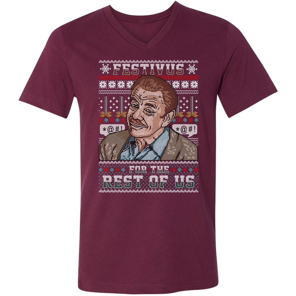 Unisex V-Neck T-Shirt - DZD782KG - Maroon - 6