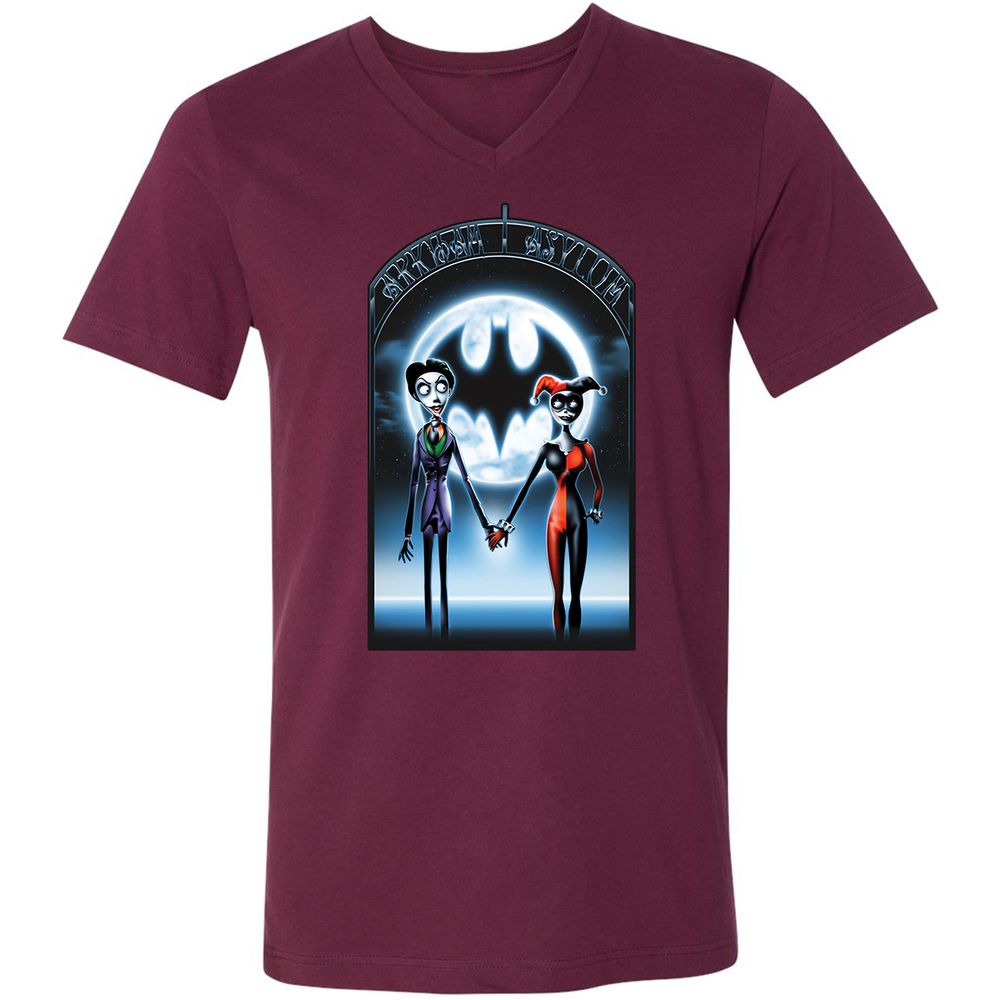 Unisex V-Neck T-Shirt - 769HD58M - Maroon - 6