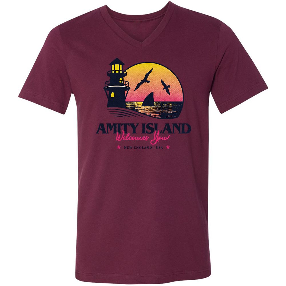 Unisex V-Neck T-Shirt - A5KM9H3R - Maroon - 6