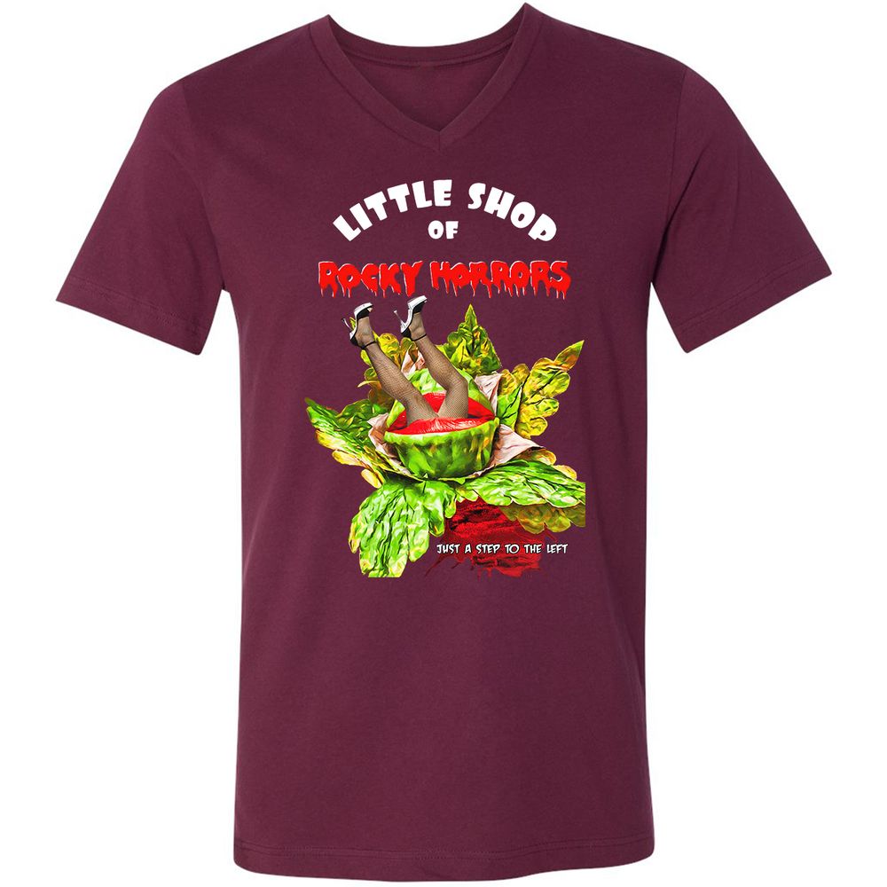 Unisex V-Neck T-Shirt - Black - Maroon - 6