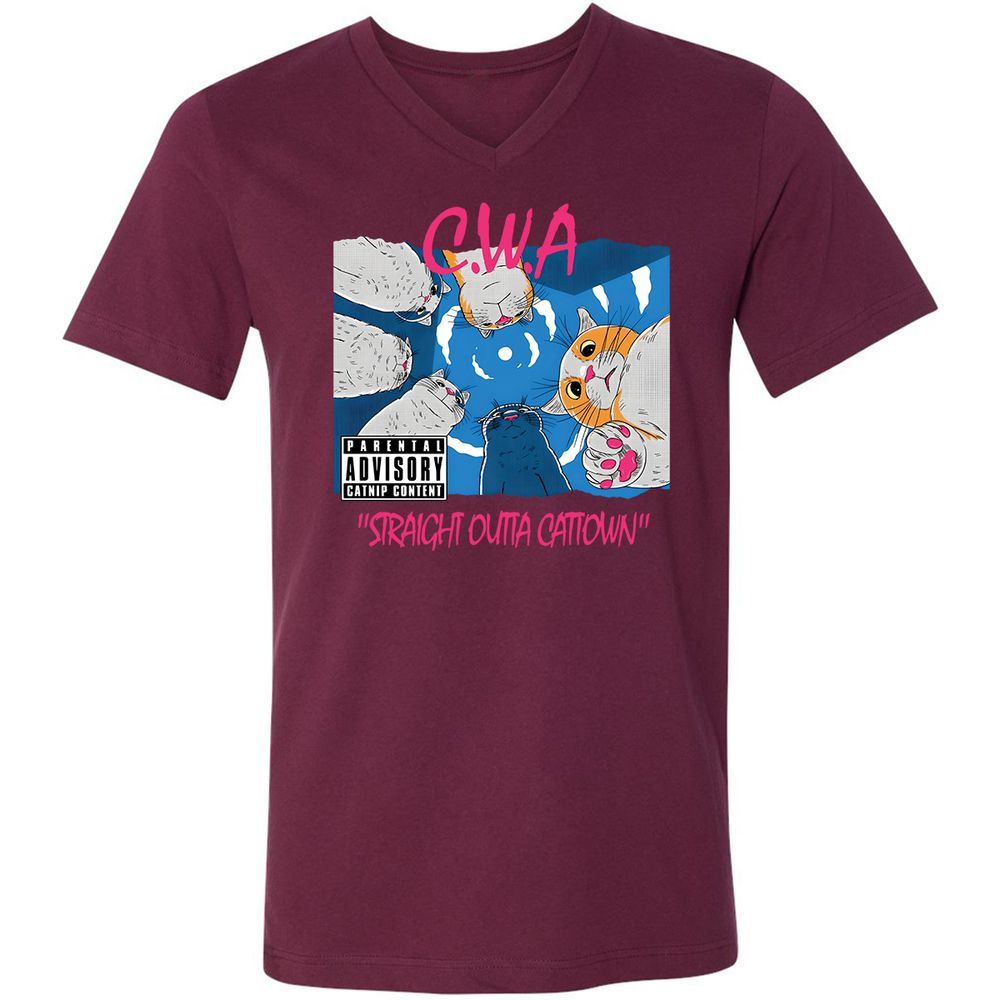 Unisex V-Neck T-Shirt - BUZ3KRRZ - Maroon - 6