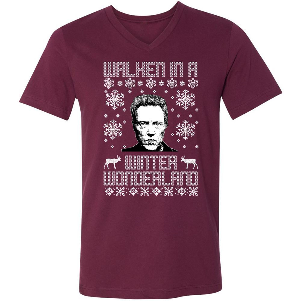 Unisex V-Neck T-Shirt - UHV5Q7KT - Maroon - 6