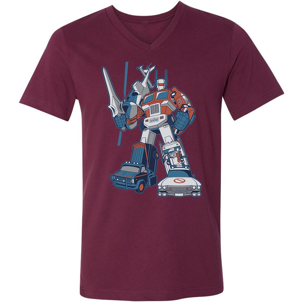 Unisex V-Neck T-Shirt - 7VBWGJM2 - Maroon - 6