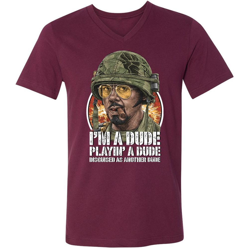 Unisex V-Neck T-Shirt - 8GGWFSLJ - Maroon - 6