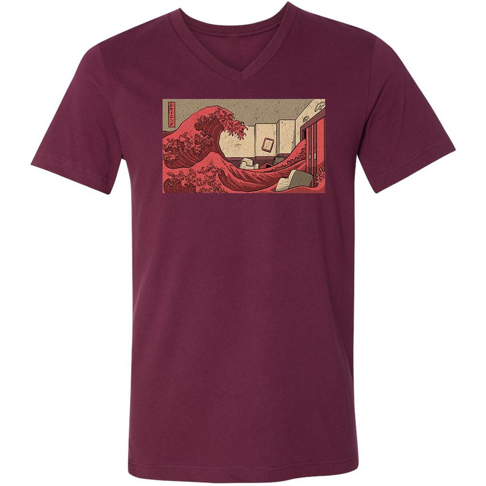 Unisex V-Neck T-Shirt - JQGX2PJ8 - Maroon - 6