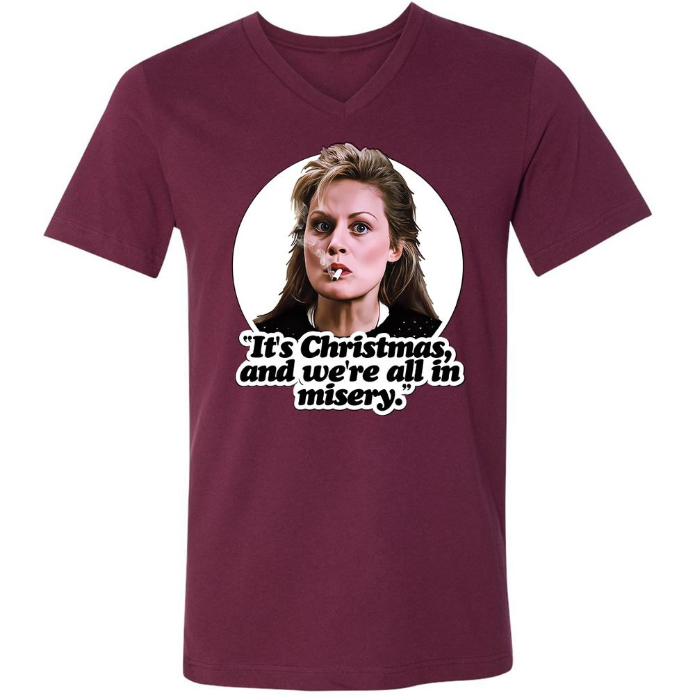 Unisex V-Neck T-Shirt - VQAU5RWZ - Maroon - 6