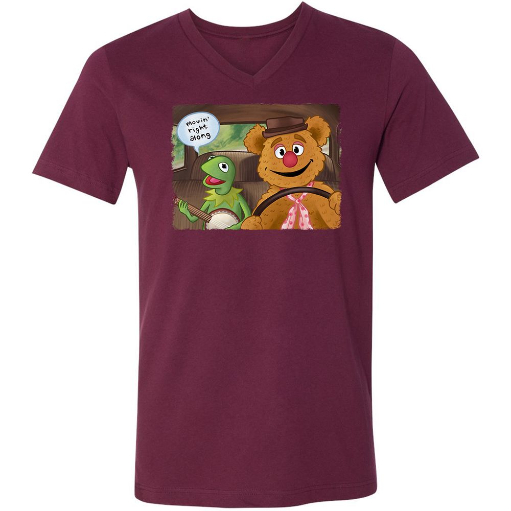 Unisex V-Neck T-Shirt - 3V6A45SJ - Maroon - 6