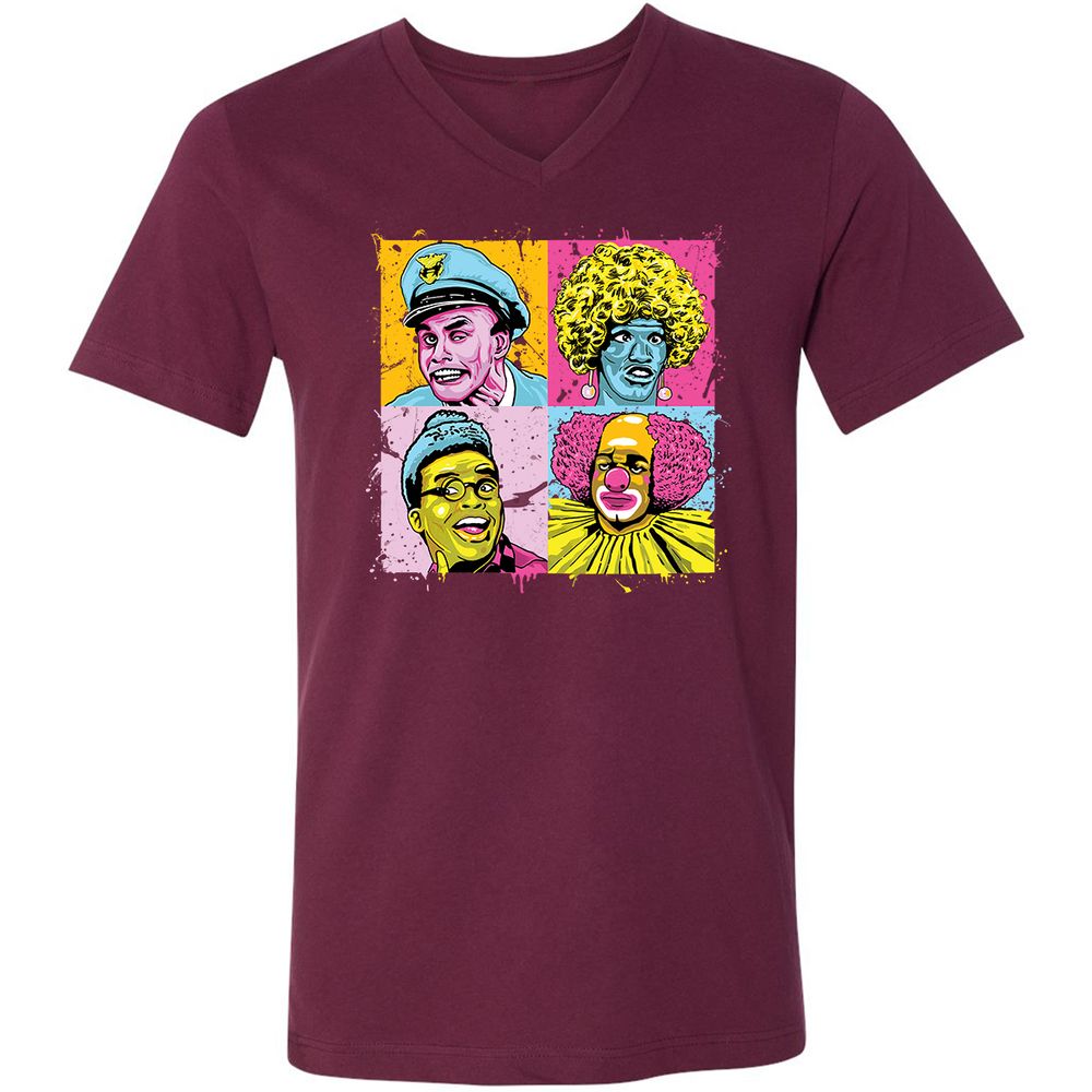Unisex V-Neck T-Shirt - RRNSPXW5 - Maroon - 6