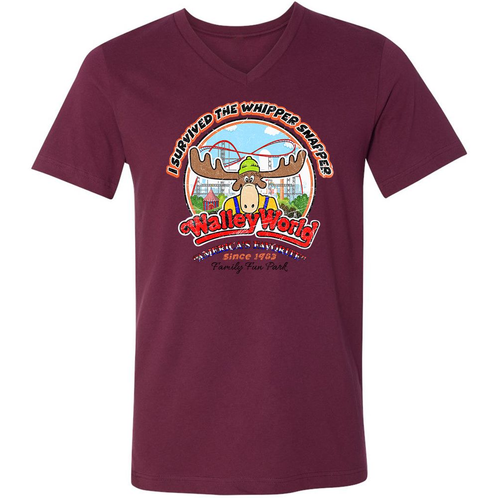 Unisex V-Neck T-Shirt - YSTU98LK - Maroon - 6