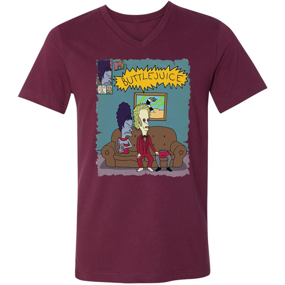 Unisex V-Neck T-Shirt - VS9YVM6L - Maroon - 6