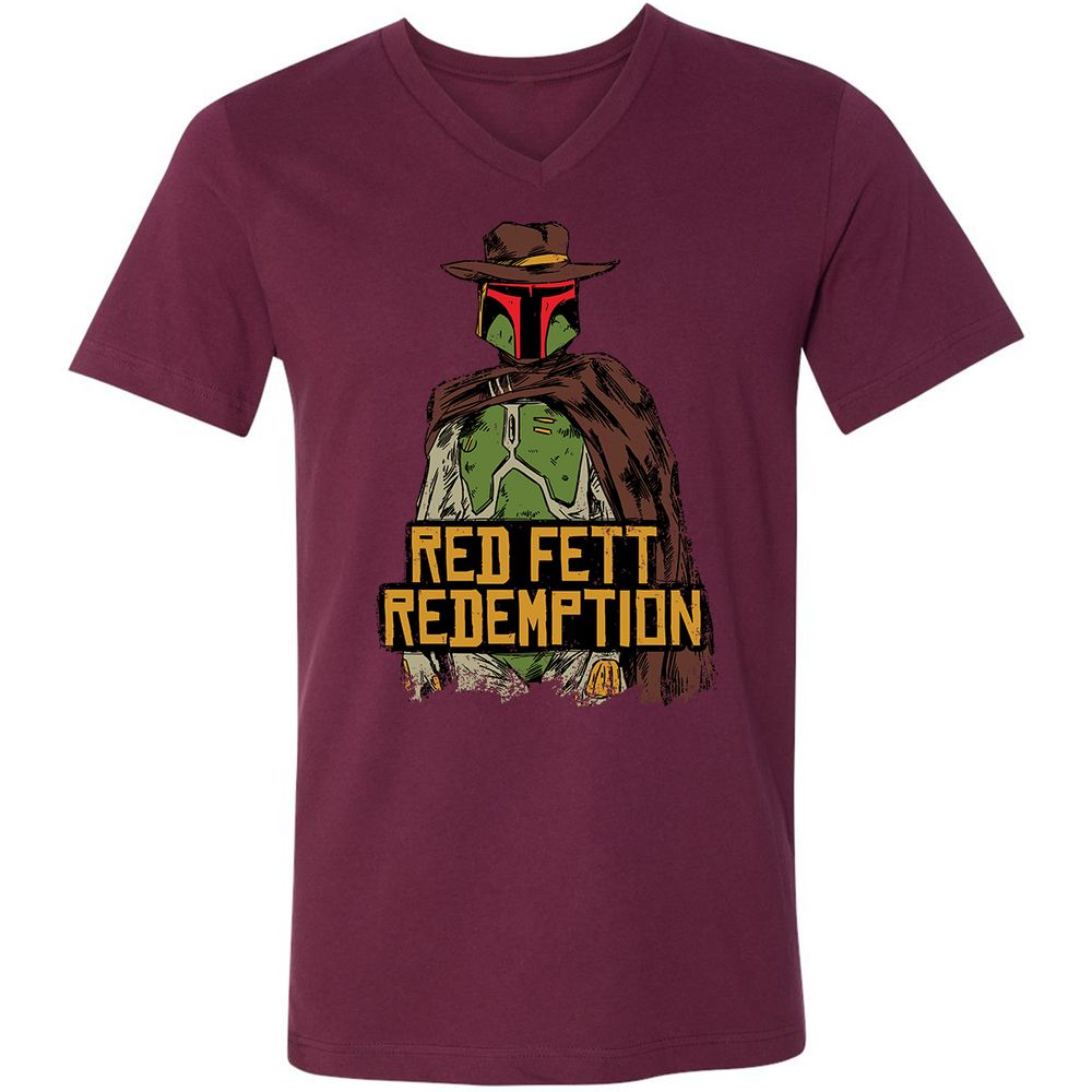 Unisex V-Neck T-Shirt - RLMBLBT8 - Maroon - 6