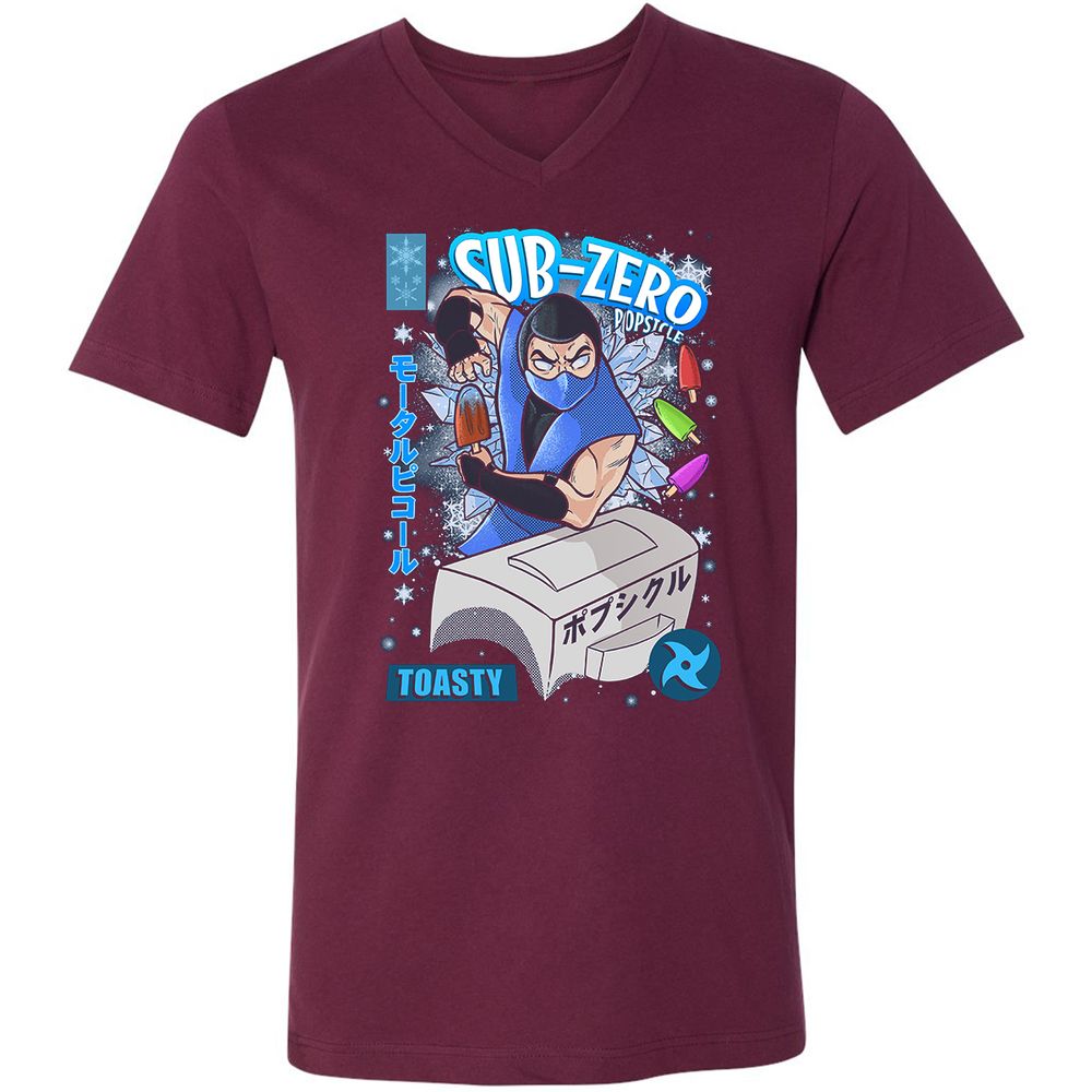 Unisex V-Neck T-Shirt - QT8JKQQ1 - Maroon - 6