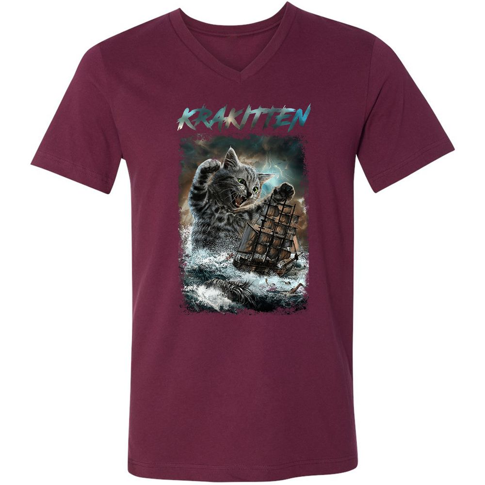 Unisex V-Neck T-Shirt - 2KDVBMXV - Maroon - 6