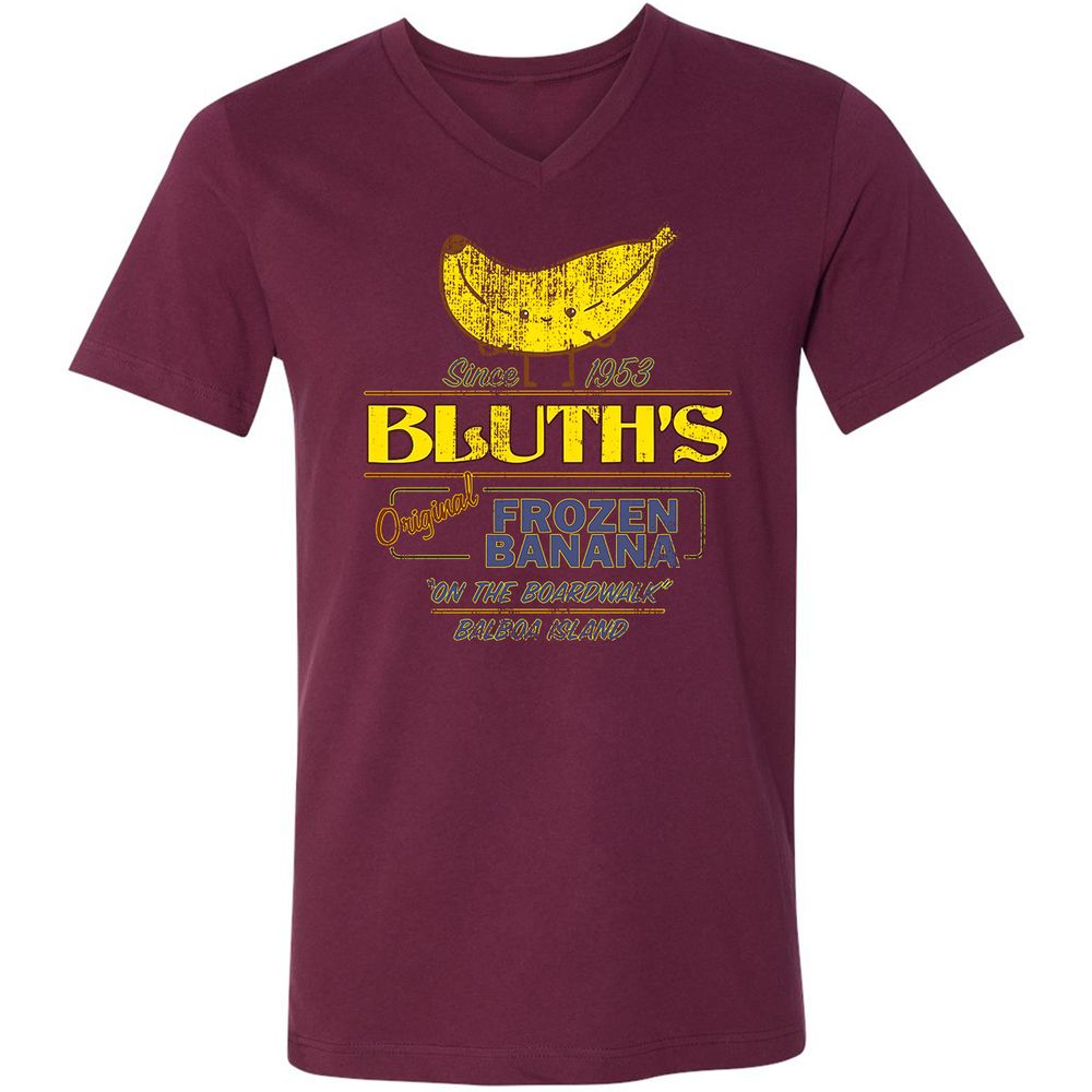 Unisex V-Neck T-Shirt - Q3KVS9Z6 - Maroon - 6