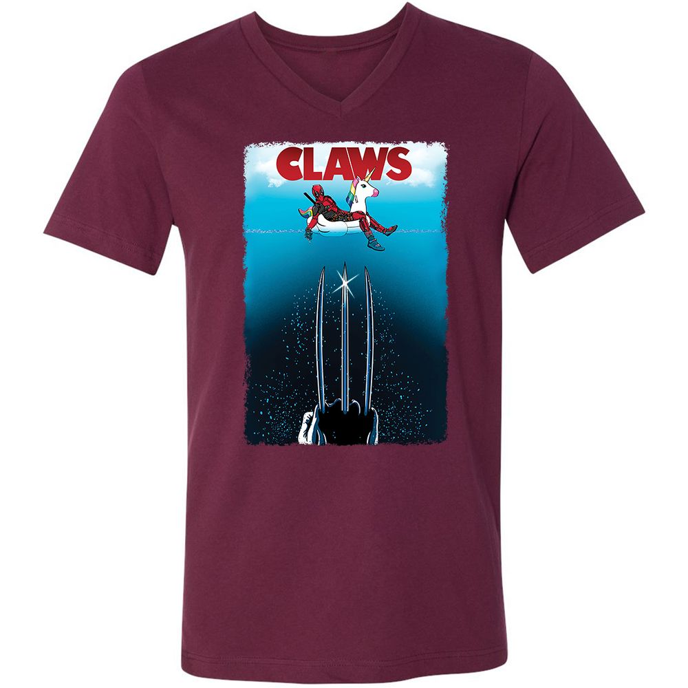 Unisex V-Neck T-Shirt - XDYTG9B3 - Maroon - 6