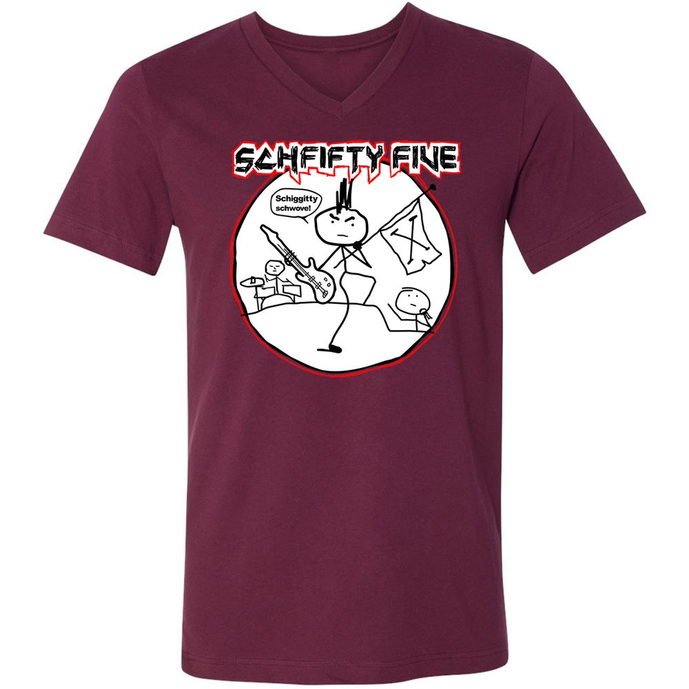 Unisex V-Neck T-Shirt - FTJEWNFN - Maroon - 6