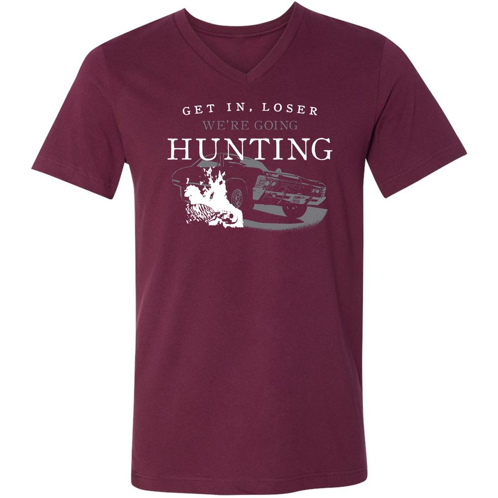 Unisex V-Neck T-Shirt - ZN4M87M7 - Maroon - 6