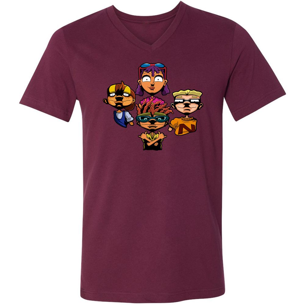 Unisex V-Neck T-Shirt - AZ3SAE4U - Maroon - 6