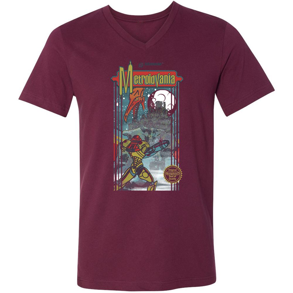 Unisex V-Neck T-Shirt - M2JGYAL6 - Maroon - 6