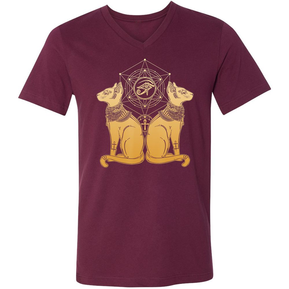 Unisex V-Neck T-Shirt - VLDGSY9W - Maroon - 6