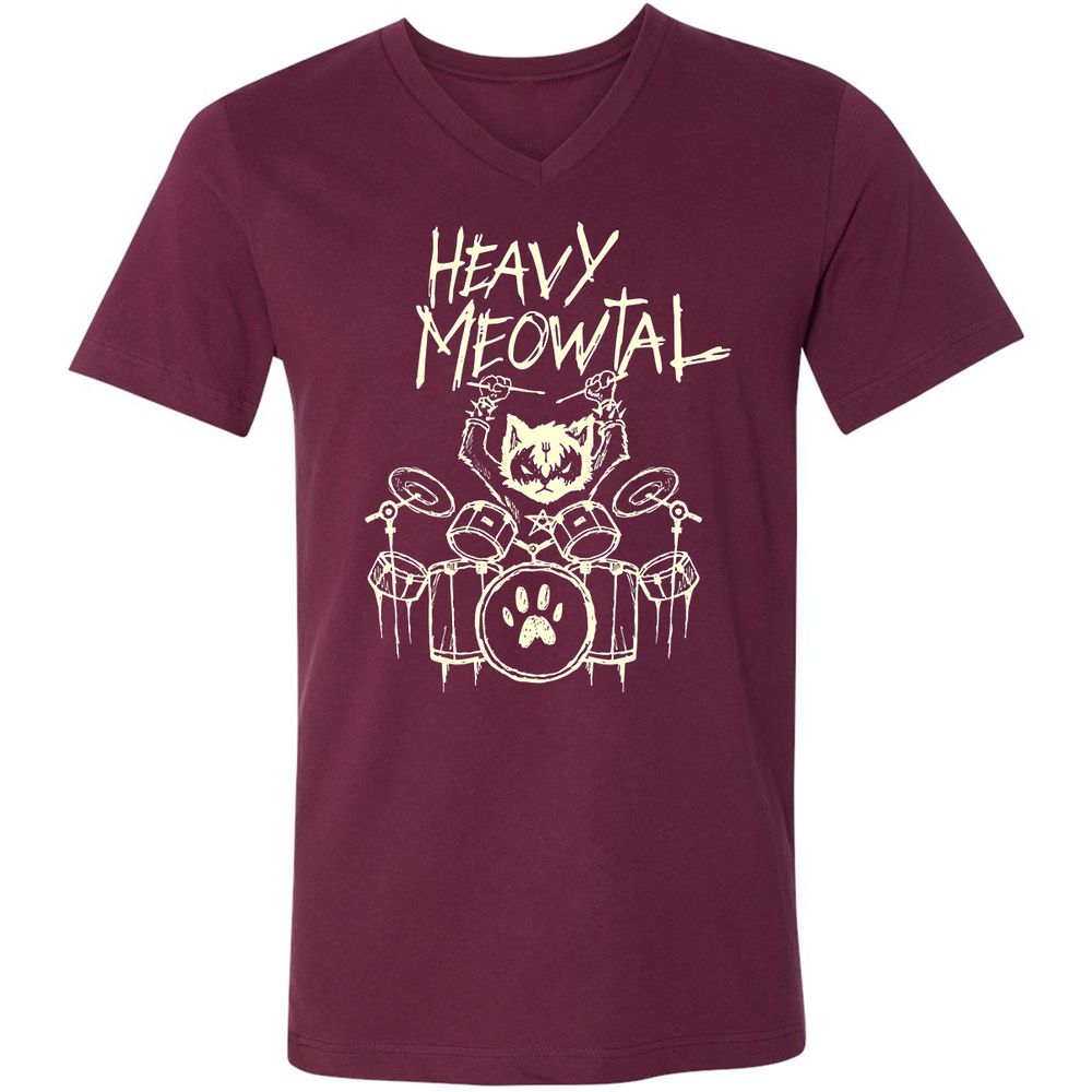 Unisex V-Neck T-Shirt - RU8Q6WCU - Maroon - 6