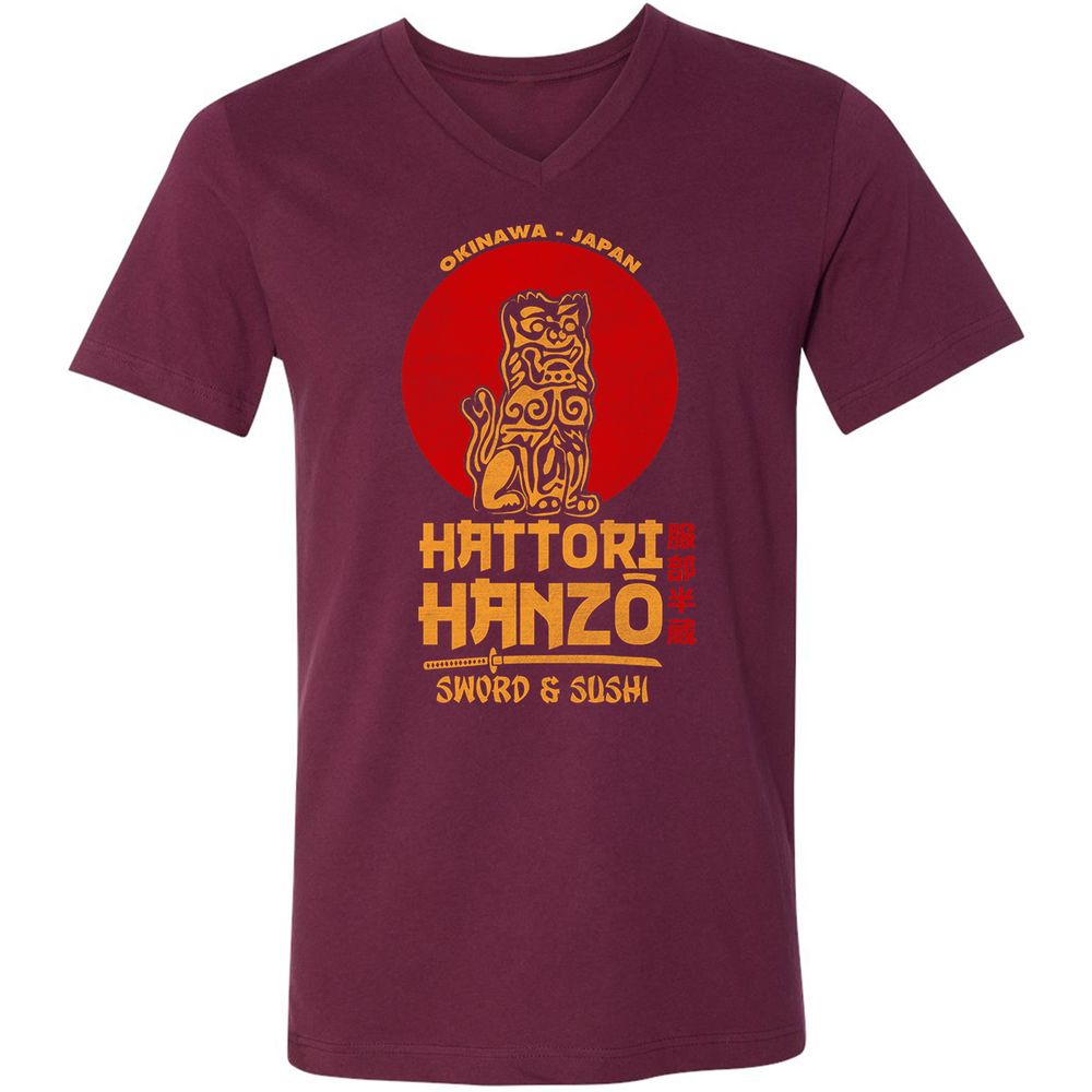 Unisex V-Neck T-Shirt - V3QV589B - Maroon - 6