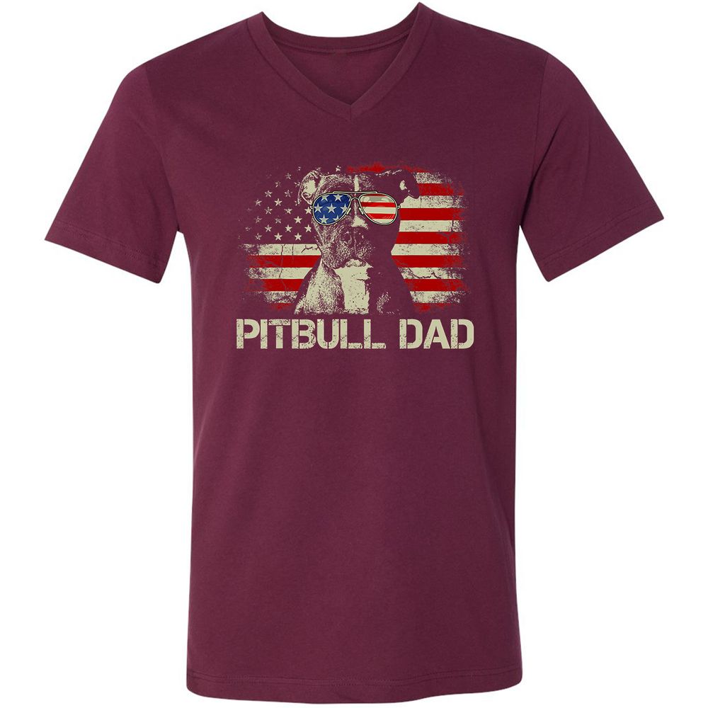 Unisex V-Neck T-Shirt - CQ5NXM5K - Maroon - 6