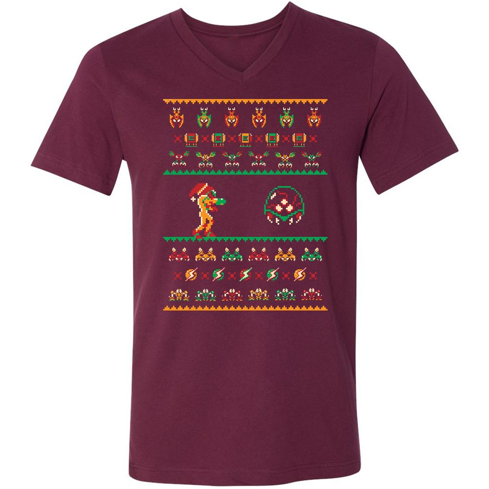 Unisex V-Neck T-Shirt - D5TCENJ3 - Maroon - 6