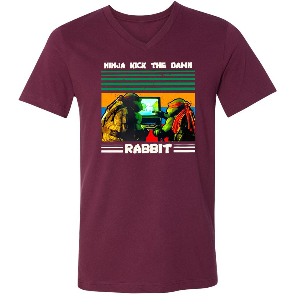 Unisex V-Neck T-Shirt - YAV7NQNL - Maroon - 6