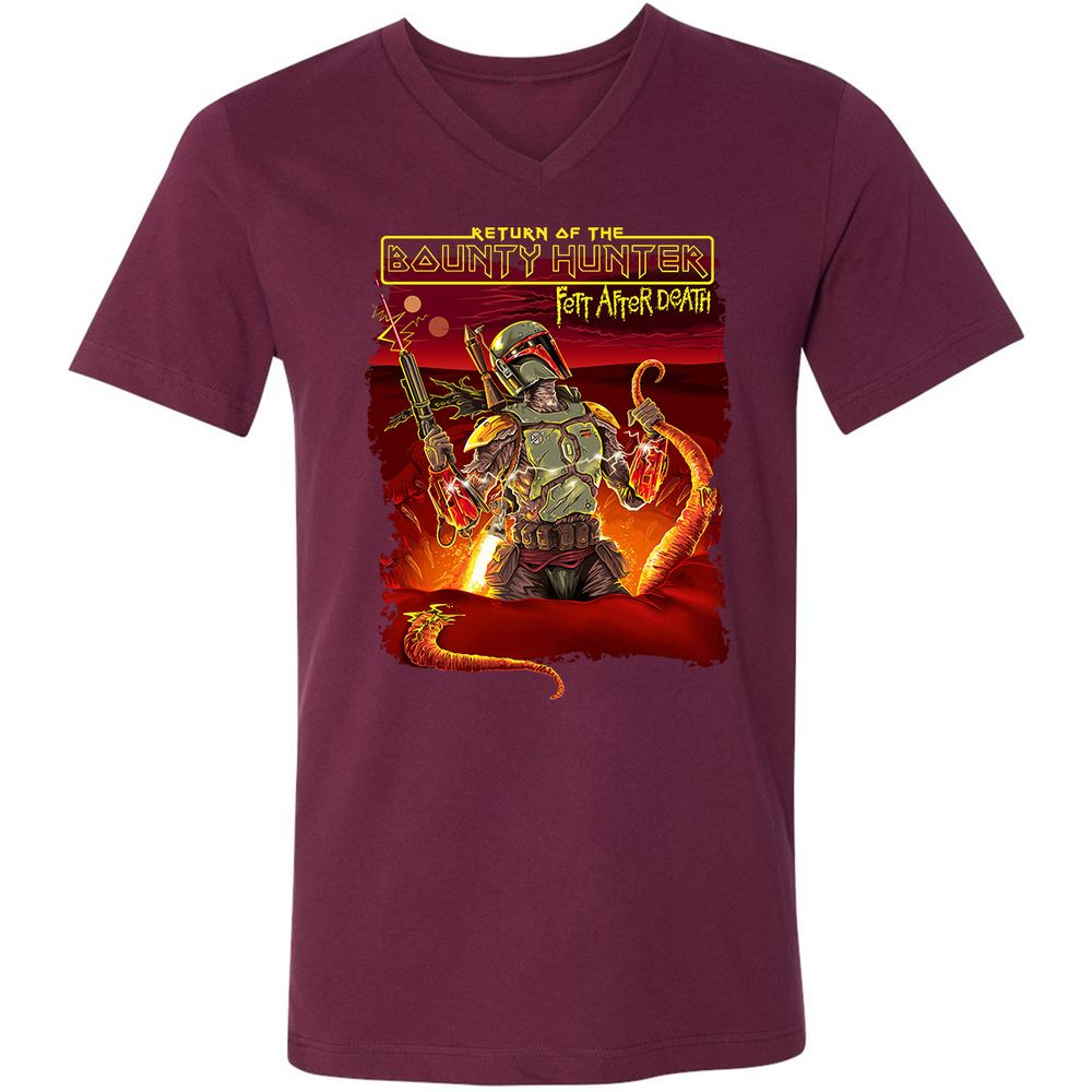 Unisex V-Neck T-Shirt - J46DSAMJ - Maroon - 6