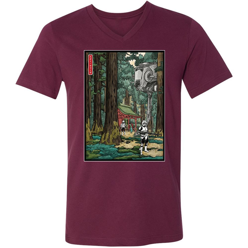 Unisex V-Neck T-Shirt - MZQF5PT5 - Maroon - 6