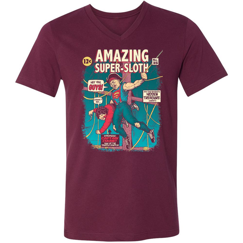 Unisex V-Neck T-Shirt - YFKJLJR1 - Maroon - 6