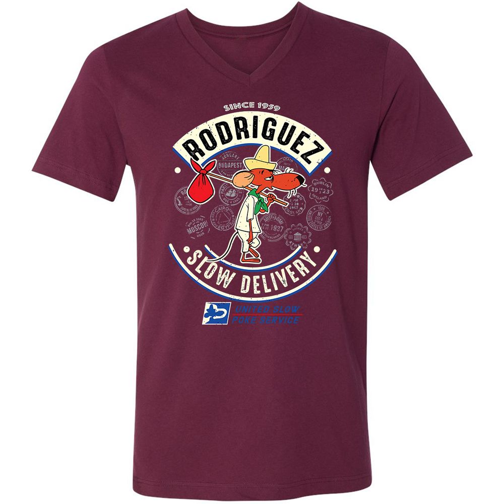 Unisex V-Neck T-Shirt - EJFHH1FP - Maroon - 6