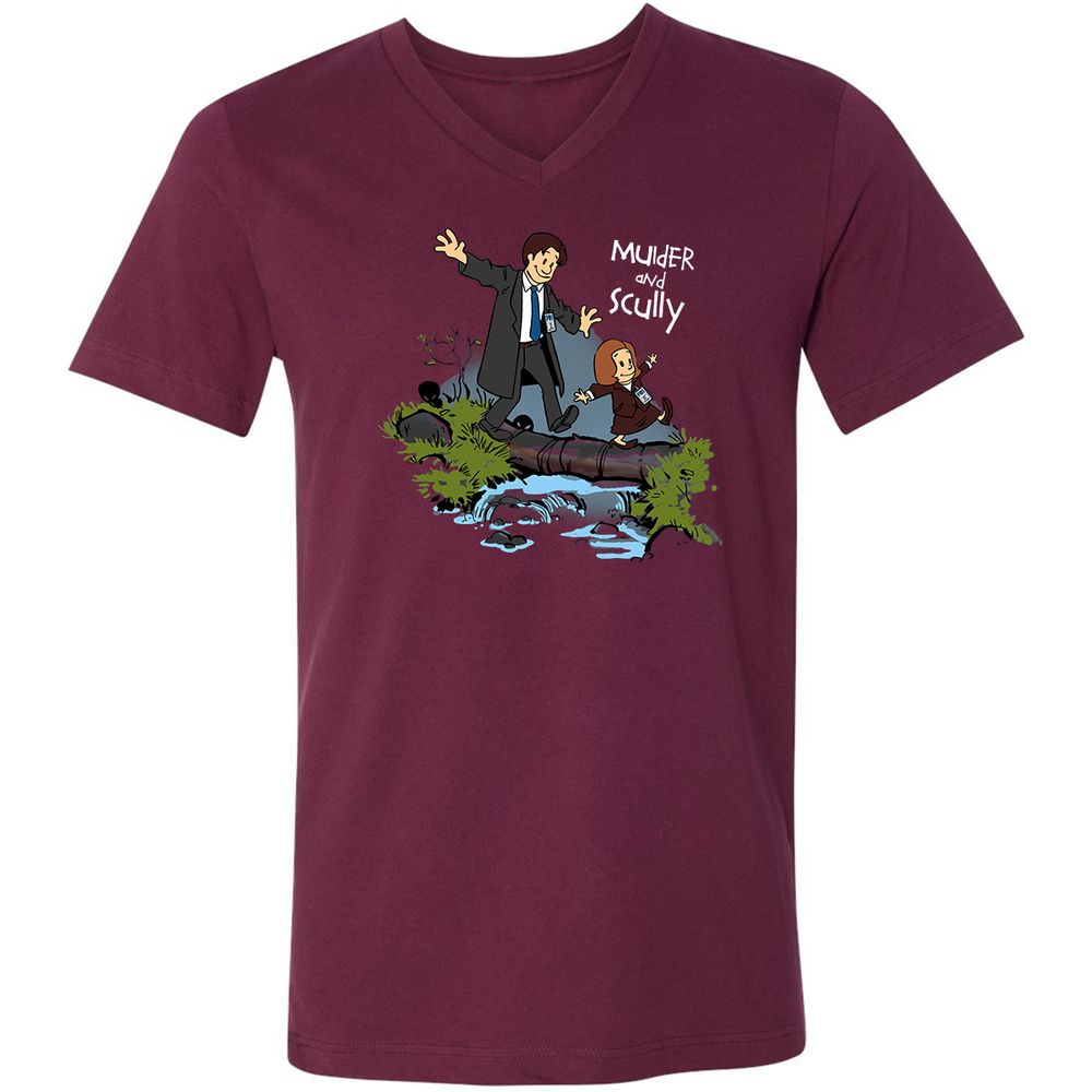 Unisex V-Neck T-Shirt - D8ASUAR5 - Maroon - 6
