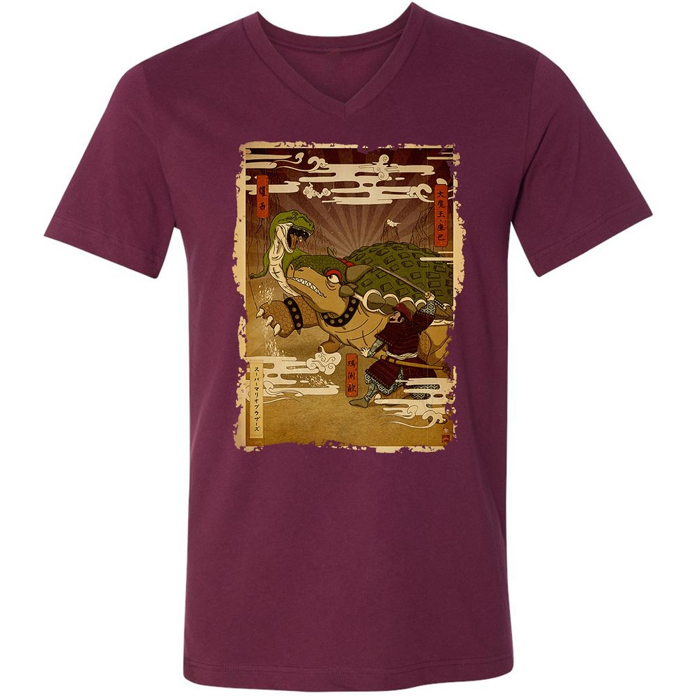 Unisex V-Neck T-Shirt - L7X3GNUC - Maroon - 6