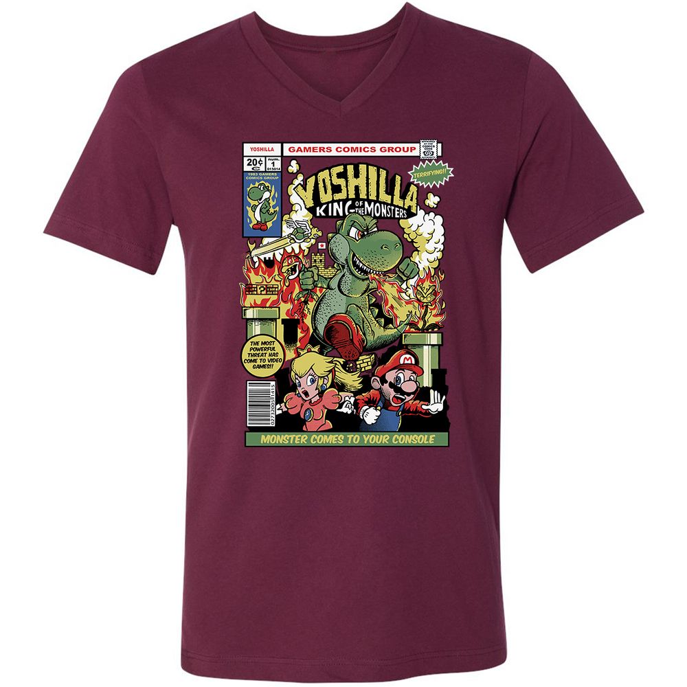Unisex V-Neck T-Shirt - LM5NEKAH - Maroon - 6
