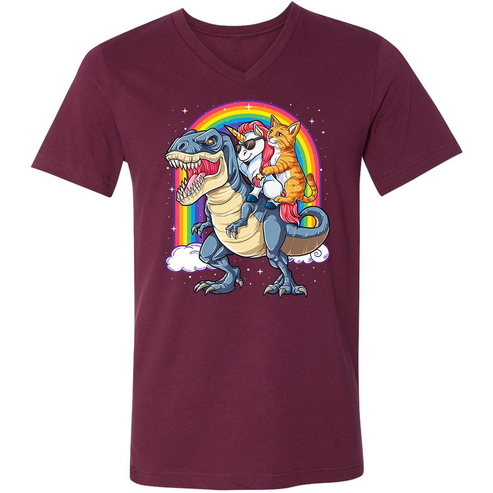 Unisex V-Neck T-Shirt - LEMNXADS - Maroon - 6